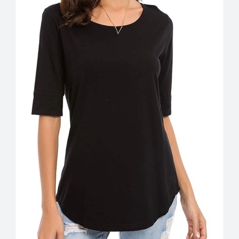 H&M Black Fitted Blouse with 3/4 Sleeves